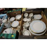 TWO TRAYS OF ROYAL DOULTON HAMPTON COURT TEA AND DINNER WARE