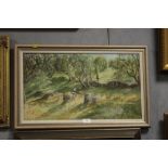 AN OIL ON CANVASE 'WOMAN IN A WOODLAND' SIGNED KIRKHAM
