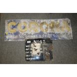 TWO VINTAGE METAL SIGNS - CORONA & ANOTHER (2)