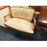 A FRENCH STYLE TAPESTRY SETTEE