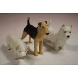 TWO BESWICK DOG FIGURES TOGETHER WITH A BESWICK PIG (3)