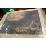 A VINTAGE UNFRAMED ENGRAVING DEPICTING A BIBLICAL SCENE