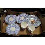 A TRAY OF ROYAL CROWN DERBY WILMOT CHINA AND A ROYAL CROWN DERBY TRINKET POT