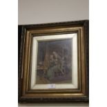 AN ANTIQUE GILT FRAMED PRINT DEPICTING FIGURES