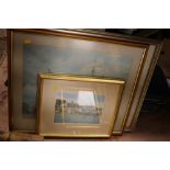 THREE FRAMED AND GLAZED PRINTS TO INC R.THOMAS SIGNED LIMITED EDITION SALCOMBE PRINT