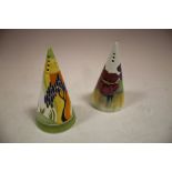 TWO CLARICE CLIFF LIMITED EDITION SUGAR SHAKERS 'DELICIA PANSIES' AND 'WINDBELLS'