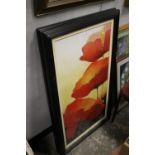 A PAIR OF LARGE MODERN FRAMED AND GLAZED FLORAL PRINTS