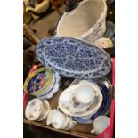 TWO TRAYS OF CHINA AND CERAMICS TO INCLUDE MINTON, ORIENTAL BOWL ETC.