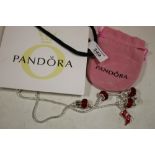 A PANDORA STYLE NECKLACE & CHARMS