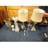 A COLLECTION OF ASSORTED MODERN TABLE LAMPS ETC