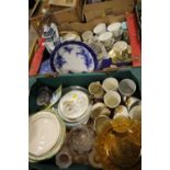 TWO TRAYS OF ASSORTED CERAMICS AND GLASS TO INCLUDE JAPANESE EXAMPLES