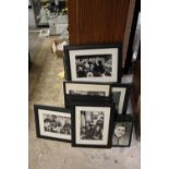 A QUANTITY OF FRAMED AND GLAZED BLACK & WHITE 1960S MUSICAL ICON PRINTS