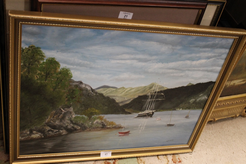 A GILT FRAMED OIL ON BOARD SIGNED A. STOKES