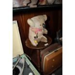 AN UNUSUAL KOALA BEAR TEDDY AND A VINTAGE STOOL