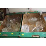 TWO TRAYS OF GLASSWARE TO INCLUDE CUT GLASS
