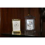 A ROYAL ALBERT CRYSTAL CARRIAGE CLOCK PLUS ANOTHER