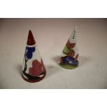 TWO CLARICE CLIFF BIZARRE LIMITED EDITION SUGAR SHAKERS 'BLUE CHINTZ' AND AUTUMN'