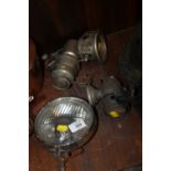 TWO VINTAGE BIKE LAMPS TOGETHER WITH A LUCAS CAR LIGHT