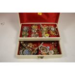 A BOX OF ASSORTED COSTUME JEWELLERY