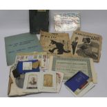 A QUANTITY OF EPHEMERA TO INCLUDE RAF INTEREST, SHARE CERTIFICATES, STAMPS, OLD PHOTOGRAPHS, ETC