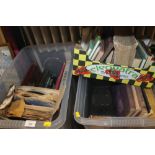 THREE TRAYS OF ASSORTED BOOKS TOGETHER WITH A SELECTION OF RECORDS