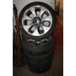 A SET OF FOUR ALLOY WHEELS AND TYRES A/F