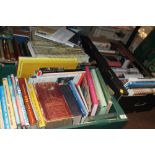 THREE TRAYS OF ASSORTED BOOKS TO INCLUDE RAILWAY INTEREST