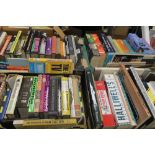 FOUR BOXES OF BOOKS RELATING TO FILM AND CINEMA TO INCLUDE THE TECHNICAL SIDE AND PERSON ADDRESS BO