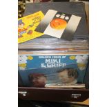 TWO CASES OF VINTAGE VINYL RECORDS TO INCLUDE LP'S AND 45'S, THE WURZELS, CLIFF RICHARD, KIM WILDE,