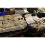 TWO CASES OF ASSORTED SINGLES TO INCLUDE BOB MARLEY, BONEY M, DIRE STRAITS, 10CC, BILLY OCEAN, ETC