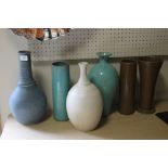 SIX ASSORTED STUDIO POTTERY VASES TO INCLUDE GLAZED EXAMPLES