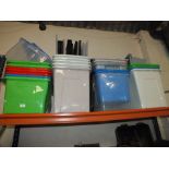 A QUANTITY OF PLASTIC STORAGE BOXES ( APPROX 23 )
