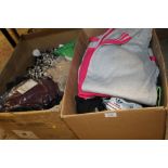 TWO BOXES OF DESIGNER STYLE CLOTHING ETC.