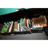 THREE TRAYS OF ASSORTED BOOKS TO INCLUDE TRAVEL INTEREST