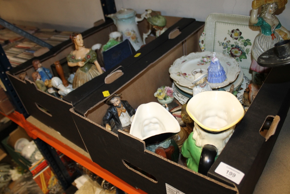 TWO TRAYS OF ASSORTED CERAMIC FIGURES ETC.