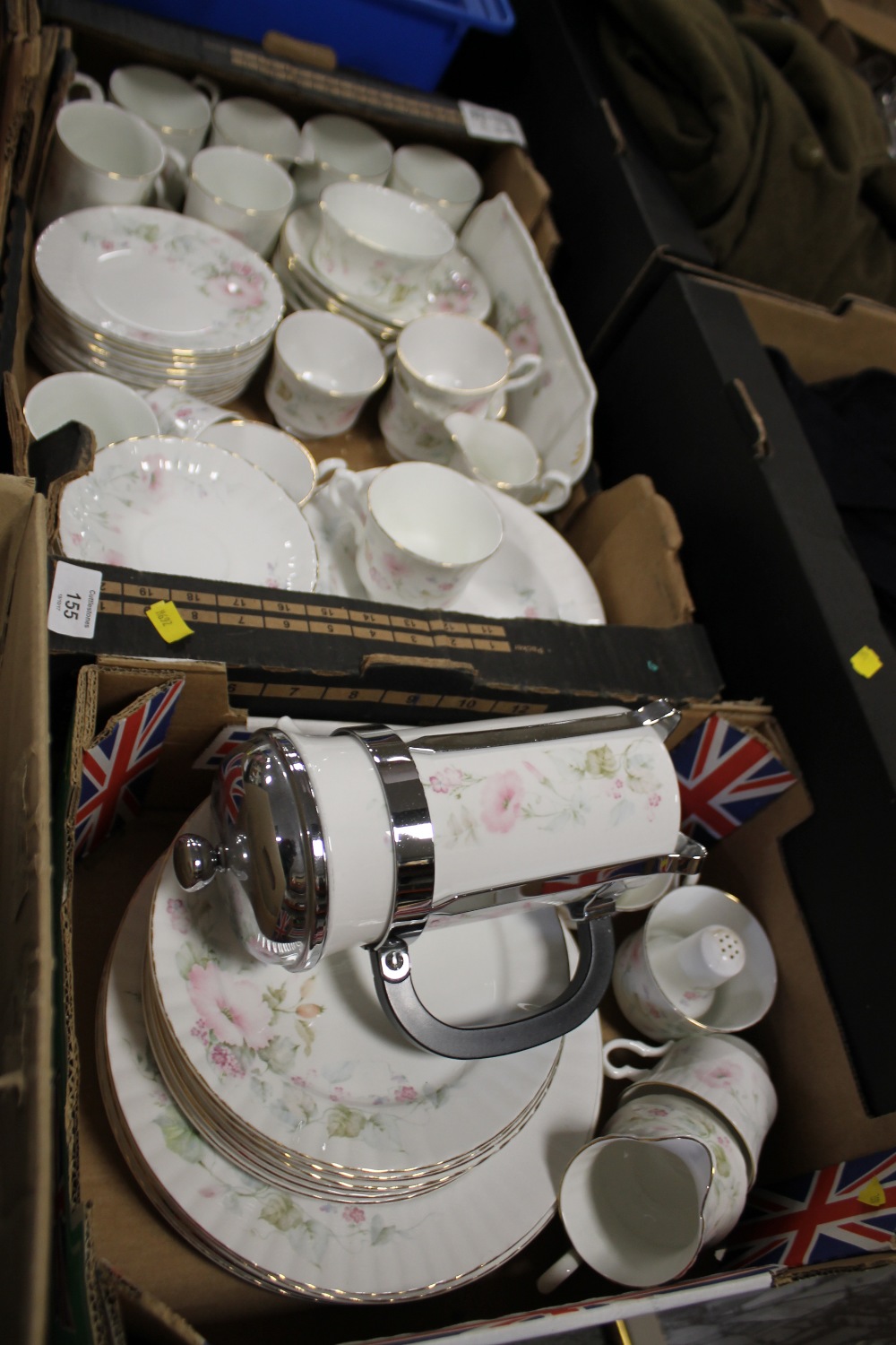 TWO TRAYS OF FLORAL ROYAL STAFFORD CHINA