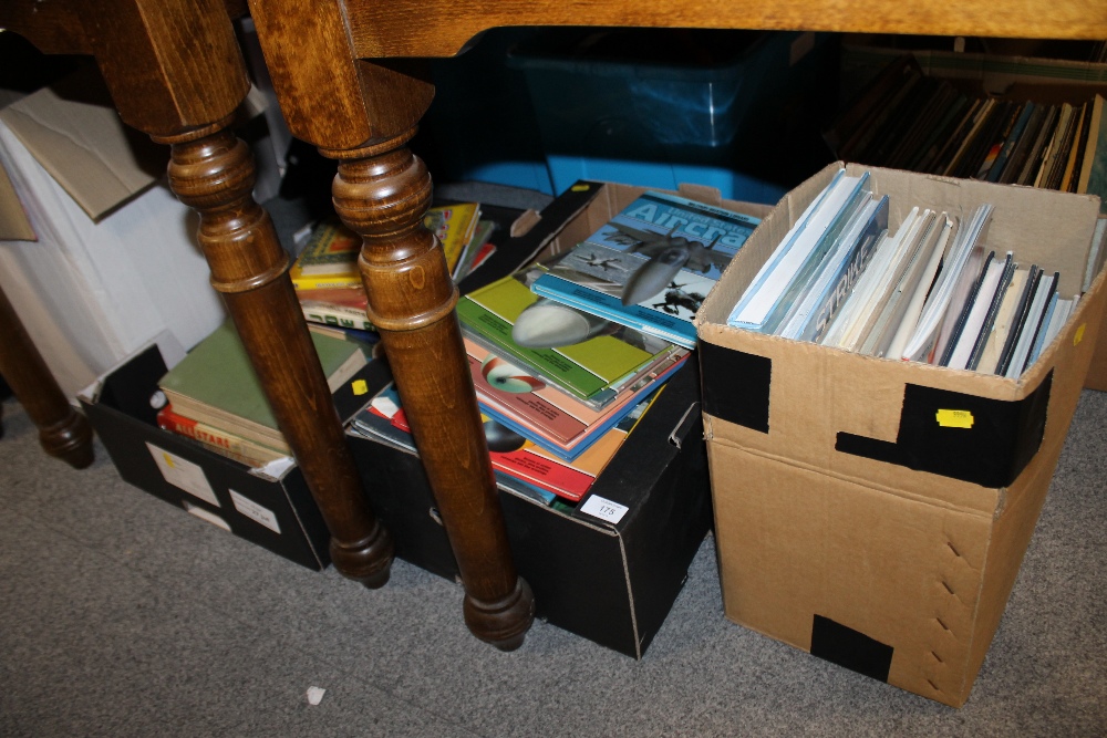 TWO TRAYS OF AIRCRAFT RELATED BOOKS TOGETHER WITH A TRAY OF FOOTBALL RELATED BOOKS