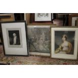 A FRAMED AND GLAZED COLOURED ENGRAVING ENTITLED LE COLIN MAILLARD TOGETHER WITH A VINTAGE FRAMED AND