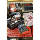 A SET OF AGATHA CHRISTIE HARDBACK NOVELS, TOGETHER WITH BIOGRAPHIES, AGATHA CHRISTIE TRIVIA BOARD