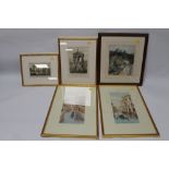 A SELECTION OF FRAMED AND GLAZED PICTURES, TO INCLUDE WATERCOLOURS, PRINTS, MIRROR, ETC