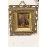 GILT FRAMED CRYSTOLEUM, TOGETHER WITH A STILL LIFE OIL ON BOARD