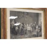 A LARGE FRAMED AND GLAZED ENGRAVING "MANY HAPPY RETURNS OF THE DAY"