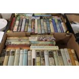 TWO BOXES OF MAINLY HARD BACK HISTORICAL NOVELS, TO INCLUDE VICTORIA HOLT AND GEORGETTE HEYER