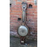 JOHN GRAFSY - WOLVERHAMPTON - AN OVERSIZE ROSEWOOD WHEEL BAROMETER, with hydrometer, thermometer an