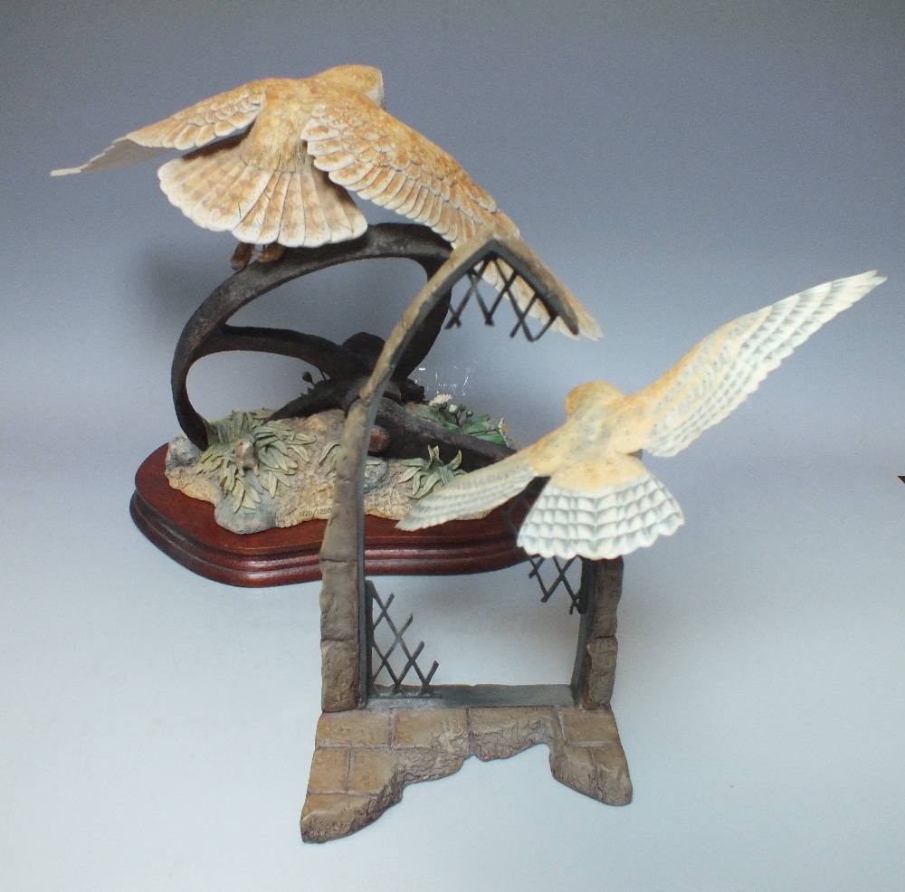 A BORDER FINE ARTS OWL IN FLIGHT ON PLINTH, together with a Border Fine Arts 'Finesse' cast and cer - Image 5 of 6