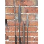 TRIBAL ART INTEREST - A COLLECTION OF FOUR ZULU SPEARS, each with flattened diamond section leaf-sh