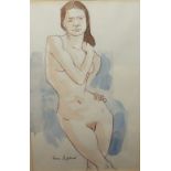 SIDNEY HORNE SHEPHERD (1909 - 1993). Female nude study, signed lower left, pencil and watercolour,