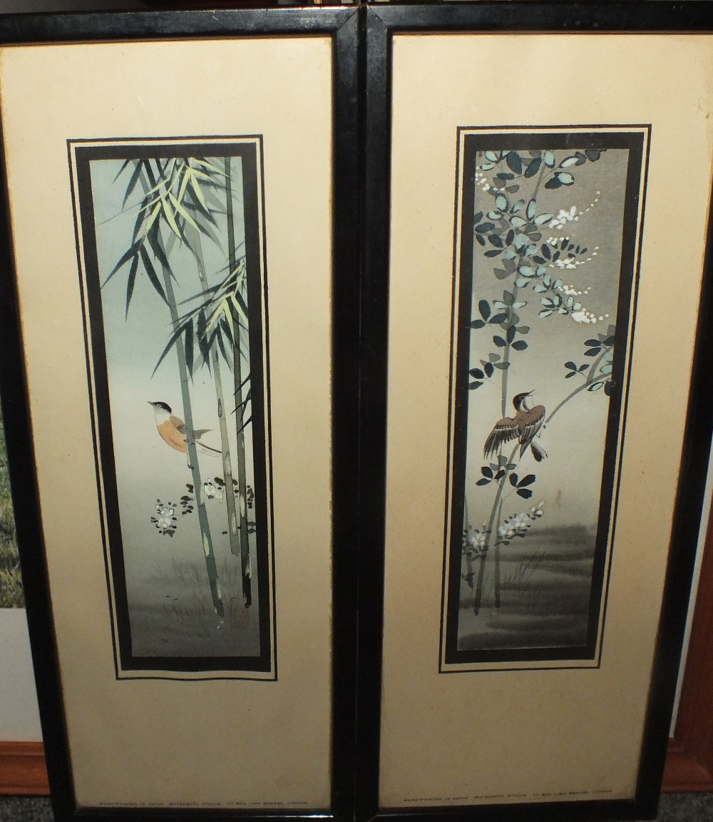 TWENTIETH CENTURY JAPANESE SCHOOL, two studies of birds in reeds from Matsumoto Studios, together w