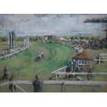 JOHN WATSON. Horse racing scene 'Up for the off, Goodwood', see label verso, signed lower right, p