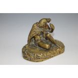 A BRONZE FIGURE OF A NATIVE AMERICAN TYPE FIGURE, carrying signature of Alphonse Giroux, W 10.5 cm